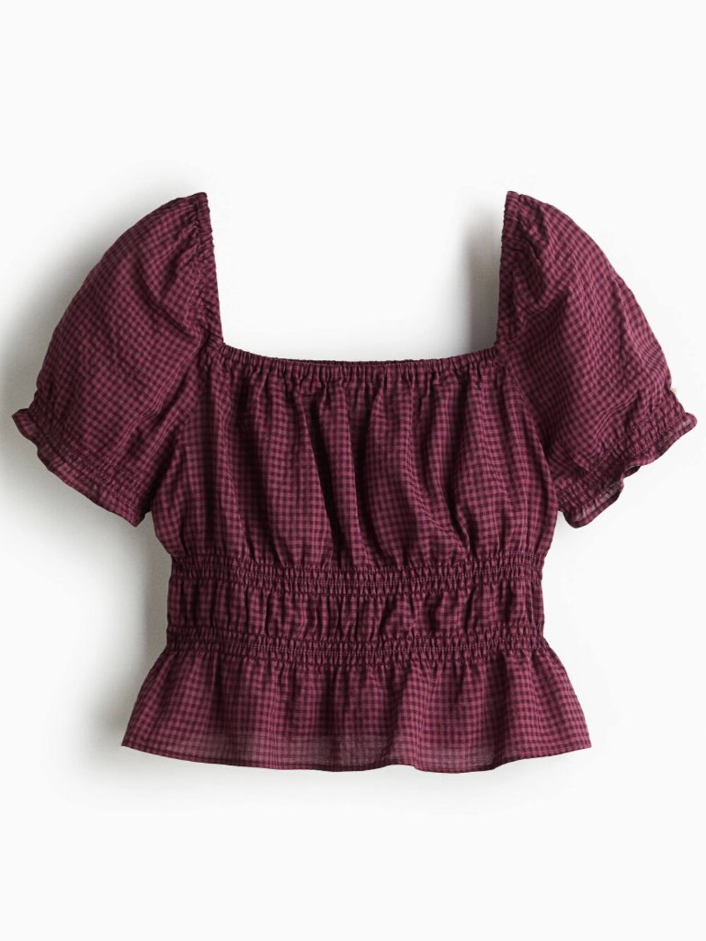 H&M Gingham Smocked Crop Top – Size M